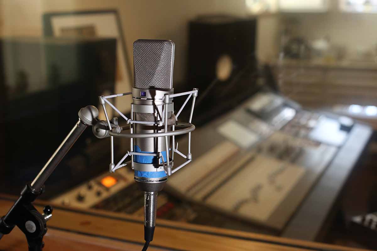 Studio microphone on stand